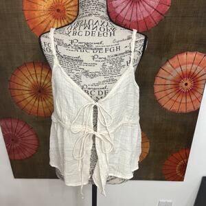 NWT American Eagle 100% Cotton Two-Tie Gauze Embroidered Cami Sz L